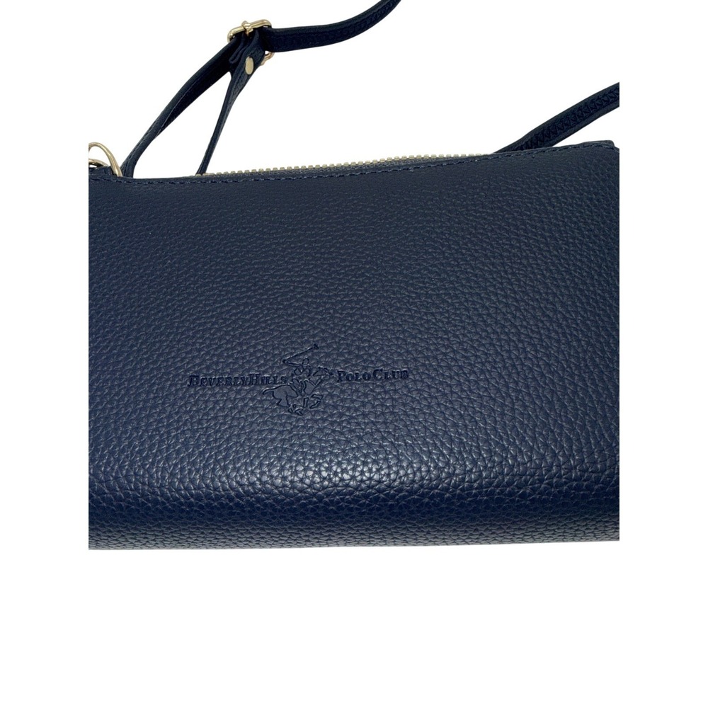 NWT Beverly Hills Polo Club Women Crossbody Blue Vegan Leather Zippered Wallet/P - Picture 6 of 7